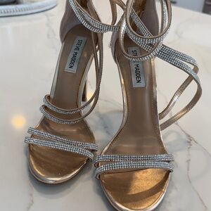 Steve Madden Silver and Gold Strappy Heels